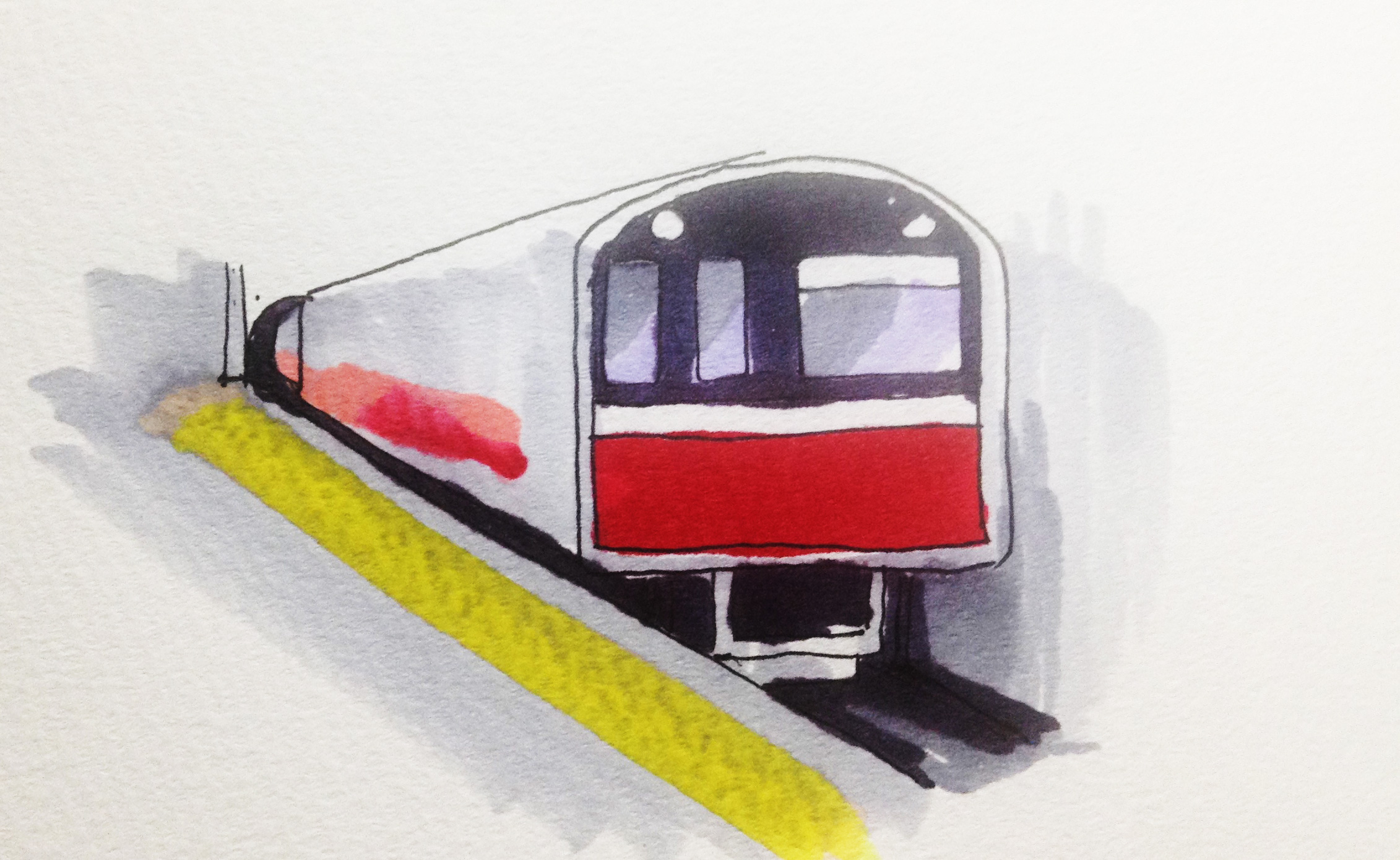 地下鉄のイメージをコピックで描いたイラスト(大阪市営地下鉄 御堂筋線)