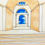 アテナイの学堂のイメージをコピックマーカーで描いたイラスト