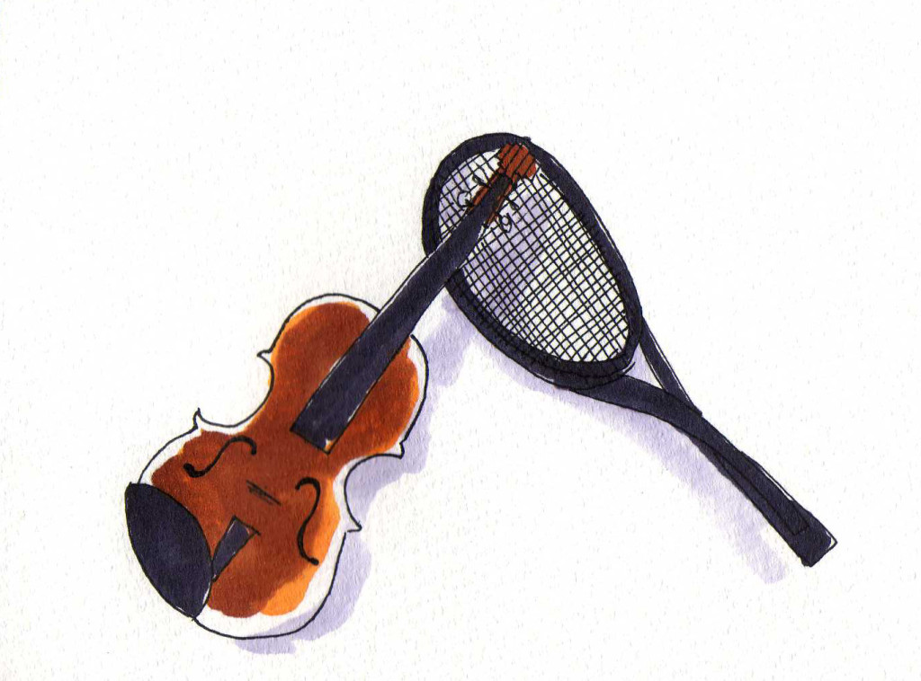 バイオリンとラケットのイラスト