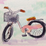 自転車に乗ってサイクリングや旅行に出かけたいイメージをコピックで描いたイラスト