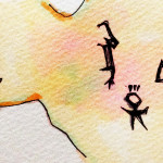 漢字の元である甲骨文字のイメージをコピックマーカーで描いたイラスト